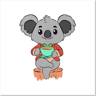 Koala drinking tea Posters and Art